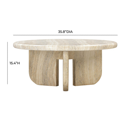 Patrizia Faux Travertine Concrete Indoor / Outdoor Round Coffee Table
